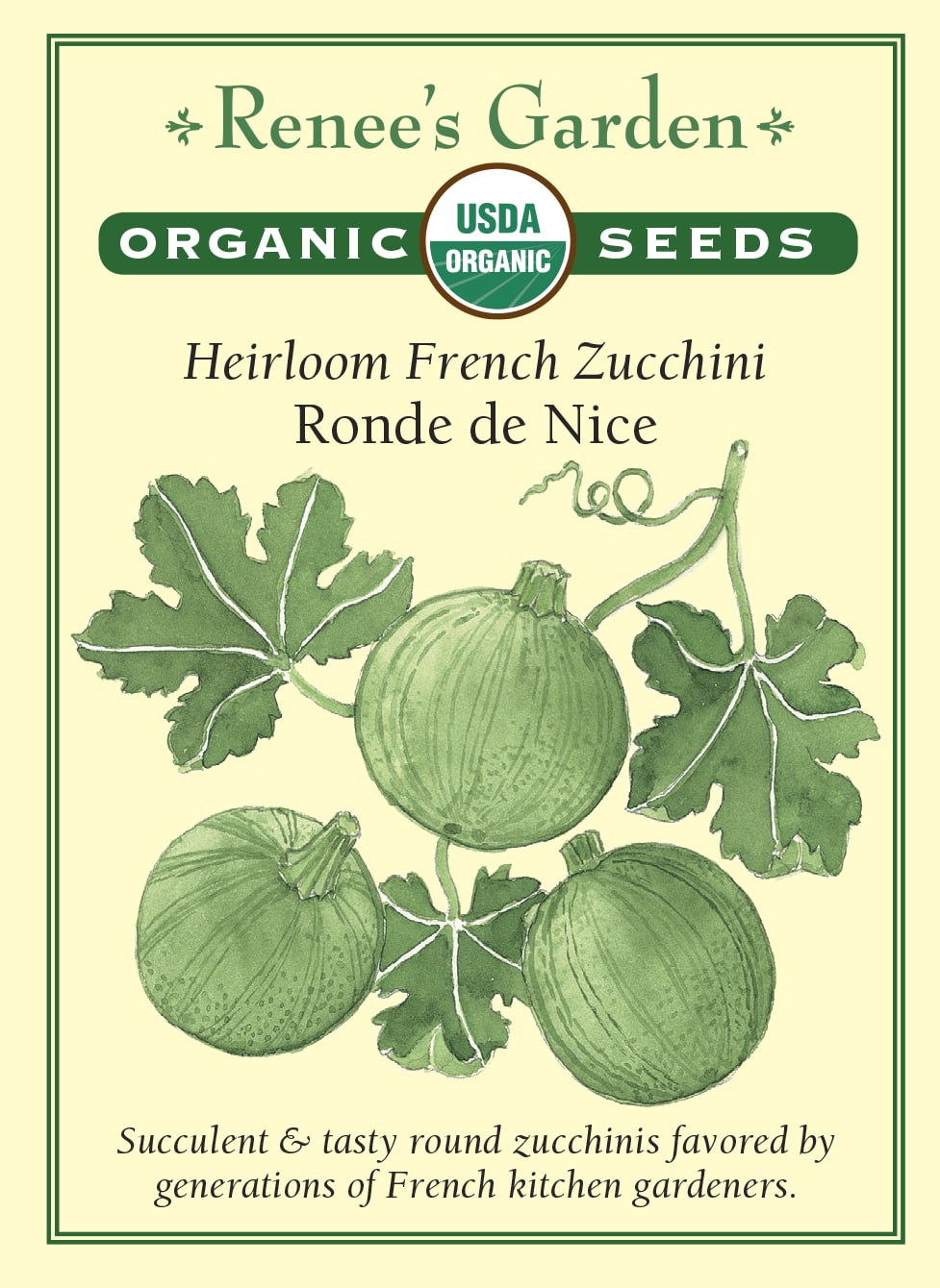 Heirloom French Zucchini - Ronde de Nice Organic