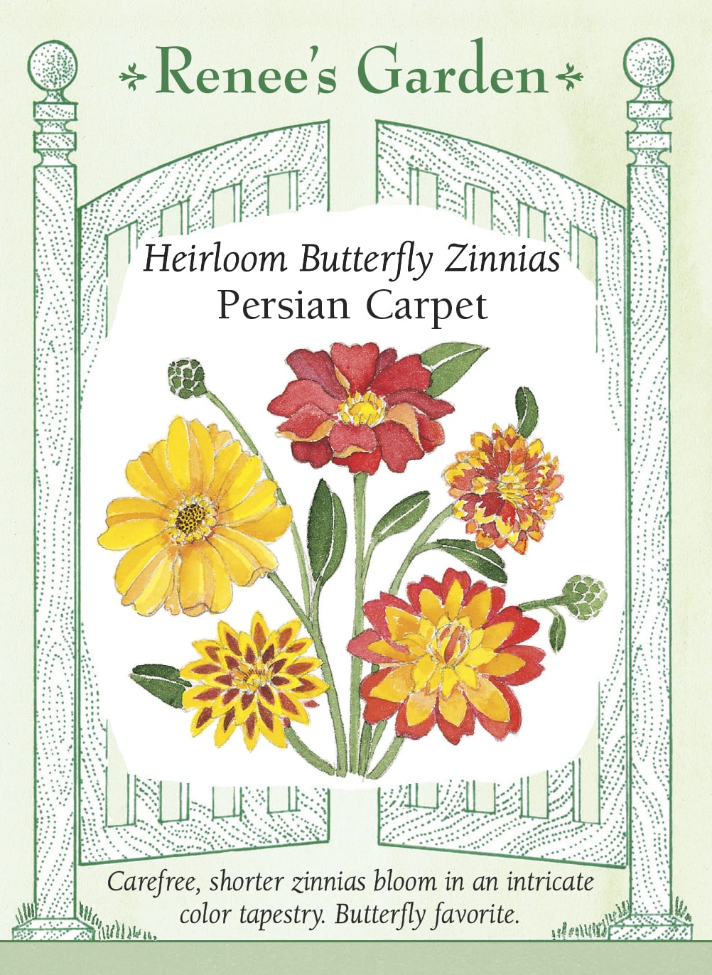 Heirloom Butterfly Zinnias - Persian Carpet