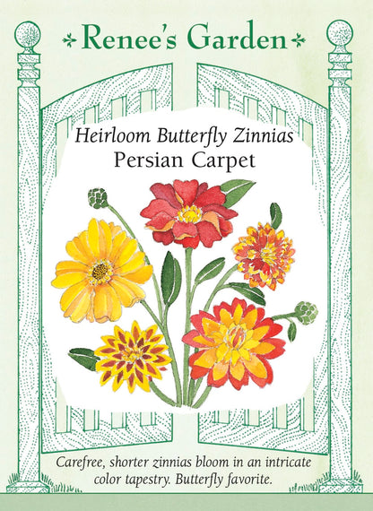 Heirloom Butterfly Zinnias - Persian Carpet
