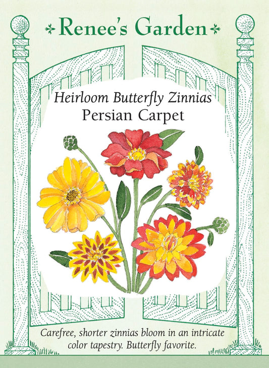 Heirloom Butterfly Zinnias - Persian Carpet