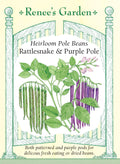 Heirloom Pole Beans - Rattlesnake & Purple Pole