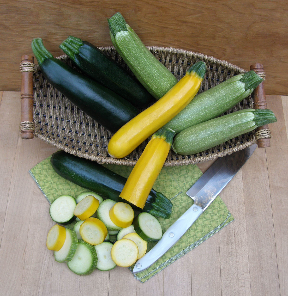 Tricolor Zucchini - Jade, Gold & Emerald
